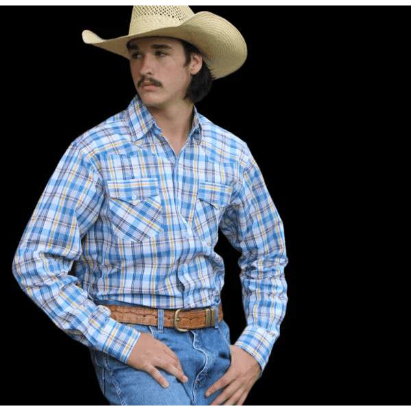 M3036 - Barney Rawhide Western Mens Check Arena Shirt Shirt