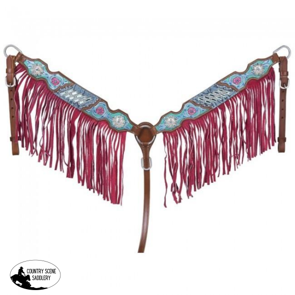 New! Macaelah Fringe Breastplate Turquoise & Pink Posted.*