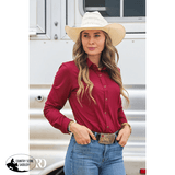 MAROON SOLID PERFORMANCE RODEO SHIRT (ADULT) - Country Scene Saddlery and Pet Supplies