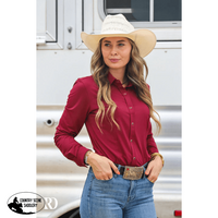 Maroon Solid Performance Rodeo Shirt (Adult) Western Shirts