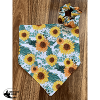 Neck Scarf & Scrunchie - Orange Yellow Sunflower Ladies Scarves