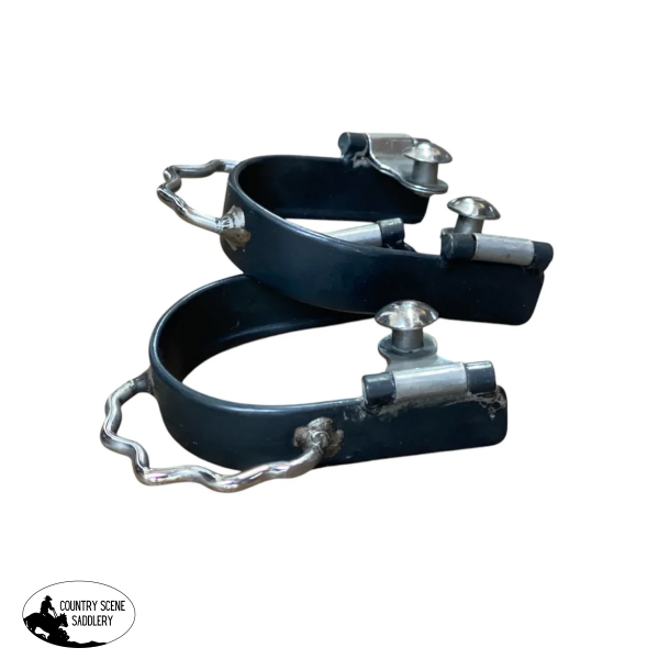 New!089029LB - Ladies / Kids Black Steel Bumper Spurs Rodeo