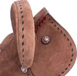 10" Double T Youth Hard Seat Barrel style saddle with extra deep seat and buckstitch trim. - Country Scene Saddlery and Pet Supplies