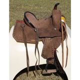 New! 10" Double T Youth/Pony Chocolate Roughout Barrel Saddle. - Country Scene Saddlery and Pet Supplies