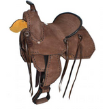 New! 10" Double T Youth/Pony Chocolate Roughout Barrel Saddle. - Country Scene Saddlery and Pet Supplies