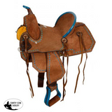 New! 10" Double T Youth/Pony Chocolate Roughout Barrel Saddle. - Country Scene Saddlery and Pet Supplies