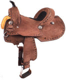 12", 13" Double T Youth/Pony Chocolate Roughout Barrel Saddle 7" QH - Country Scene Saddlery and Pet Supplies