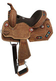 12" Double T Youth/Pony embroidered star barrel saddle - Country Scene Saddlery and Pet Supplies