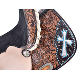 New! 13 Double T Barrel Style Saddle With Hand Painted Cross Design.~ Posted.*