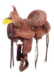 13" Double T Youth Hard Seat Barrel style saddle with Cheetah Seat - Country Scene Saddlery and Pet Supplies