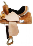 13" Double T Youth saddle with buck stitch trim. - Country Scene Saddlery and Pet Supplies