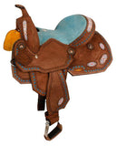 13" Double T Youth/Pony Chocolate Roughout Barrel Saddle. - Country Scene Saddlery and Pet Supplies