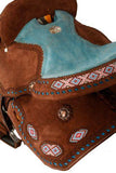 13" Double T Youth/Pony Chocolate Roughout Barrel Saddle. - Country Scene Saddlery and Pet Supplies