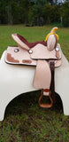 13" Pony / Youth Rough Out Leather Saddle with Tooled leather accents Full Quarter Horse (Pre-Orders) - Country Scene Saddlery and Pet Supplies