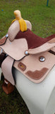 13" Pony / Youth Rough Out Leather Saddle with Tooled leather accents Full Quarter Horse (Pre-Orders) - Country Scene Saddlery and Pet Supplies
