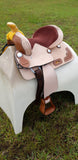 13" Pony / Youth Rough Out Leather Saddle with Tooled leather accents Full Quarter Horse (Pre-Orders) - Country Scene Saddlery and Pet Supplies