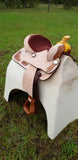 13" Pony / Youth Rough Out Leather Saddle with Tooled leather accents Full Quarter Horse (Pre-Orders) - Country Scene Saddlery and Pet Supplies
