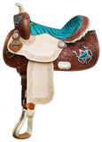 13" Double T Youth/ Pony Saddle with Hair On Zebra Print Seat and Horse Shoe and Star Accents. - Country Scene Saddlery and Pet Supplies