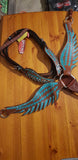 Showman ® Teal angel wing headstall and breast collar set. - Country Scene Saddlery and Pet Supplies