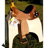 New! 14", 15", 16" Double T barrel style saddle set with black alligator print seat. - Country Scene Saddlery and Pet Supplies