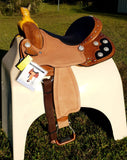 New! 14", 15", 16" Double T barrel style saddle set with black alligator print seat. - Country Scene Saddlery and Pet Supplies