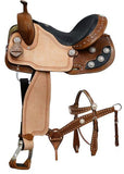 New! 14", 15", 16" Double T barrel style saddle set with black alligator print seat. - Country Scene Saddlery and Pet Supplies