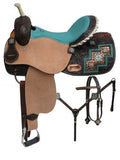 14", 15", 16" Double T Bejeweled metallic leopard print barrel style saddle set - Country Scene Saddlery and Pet Supplies