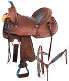 14", 15", 16" Double T Roughout Barrel Style Saddle Set. - Country Scene Saddlery and Pet Supplies