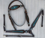 CSS Chocolate with turquoise bling detail and tooling. - Country Scene Saddlery and Pet Supplies