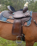 CSS Chocolate with turquoise bling detail and tooling. - Country Scene Saddlery and Pet Supplies