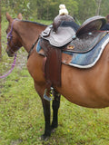 CSS Chocolate with turquoise bling detail and tooling. - Country Scene Saddlery and Pet Supplies