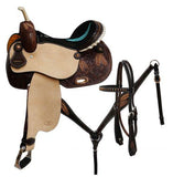 14",15",16" Circle S Barrel saddle set with feather tooling. - Country Scene Saddlery and Pet Supplies
