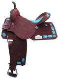 15", 16" Circle S Barrel Style Saddle with turquoise leather laced arrow trim. - Country Scene Saddlery and Pet Supplies