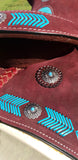 15", 16" Circle S Barrel Style Saddle with turquoise leather laced arrow trim. - Country Scene Saddlery and Pet Supplies