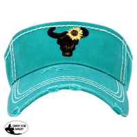 New! 150Tuq - Leopard Steer Skull Sunflower Vintage Sun Visor Caps