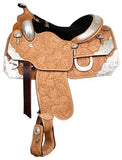 16", 17" Showman™ floral tooled silver show saddle. - Country Scene Saddlery and Pet Supplies