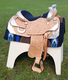 16", 17" Showman™ floral tooled silver show saddle. - Country Scene Saddlery and Pet Supplies