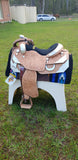 16", 17" Showman™ floral tooled silver show saddle. - Country Scene Saddlery and Pet Supplies