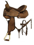 16" Pleasure style saddle with tooled rough out leather. - Country Scene Saddlery and Pet Supplies