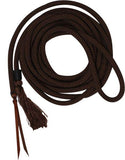 23' round nylon braided mecate reins with leather ends. - Country Scene Saddlery and Pet Supplies