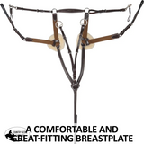New 5 Point Breastplate with Sheepskin – Havana Leather - Training aids