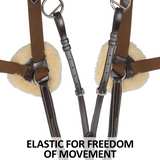 New 5 Point Breastplate with Sheepskin – Havana Leather - Training aids