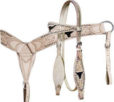 New! Leather double stitched tooled browband headstall and breastcollar. - Country Scene Saddlery and Pet Supplies