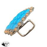New! A8090 - Square Antique Copper Berry with Blue Stone Concho Scarf Slide - Country Scene Saddlery and Pet Supplies