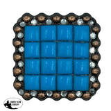 New! A8090 - Square Antique Copper Berry with Blue Stone Concho Scarf Slide - Country Scene Saddlery and Pet Supplies