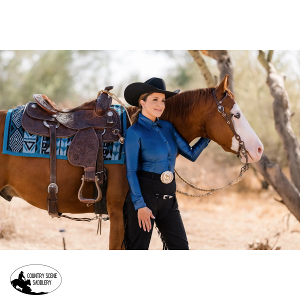 New! Beth Rail Shirt Peacock Large Western Show Tops