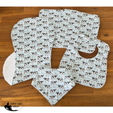 New! Bib, Burp & Wash Cloth Set - Gingham Cows - Country Scene Saddlery and Pet Supplies