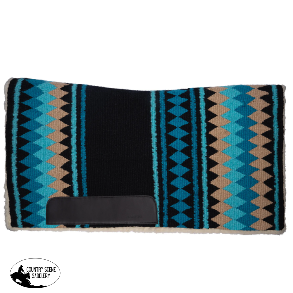 New! Billy Royal® Fleece Bottom Contoured Saddle Pad - 34’’ x 40’’ BK/Teal/tan