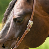 NEW! Billy Royal® Oiled Herman Oak Split Ear Headstall with Floral Buckle NEW ITEM - Country Scene Saddlery and Pet Supplies