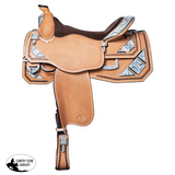 Billy Royal western show saddle basketweave tooling 3 piece sterling silver overlay trim suede seat